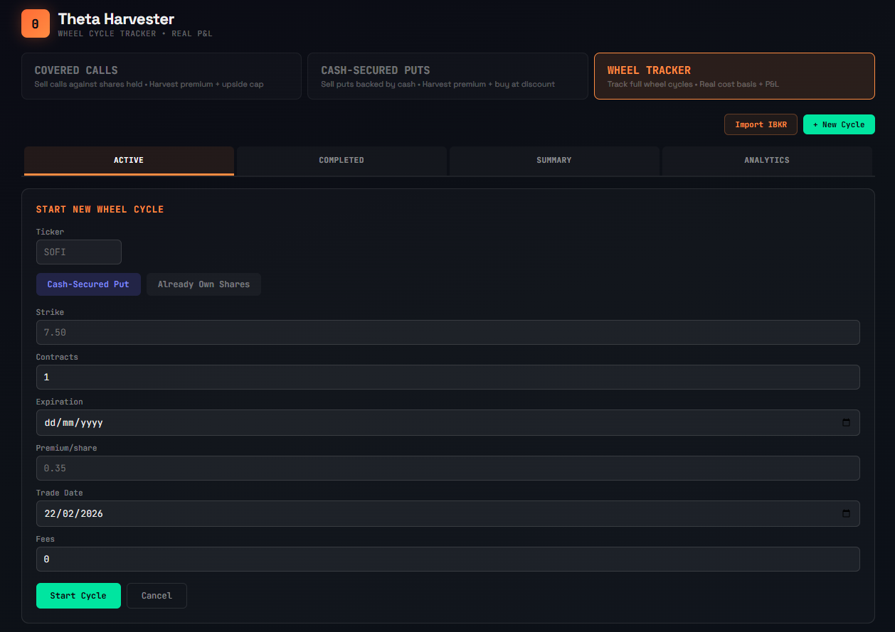 How to start a new wheel strategy cycle in ThetaHarvester