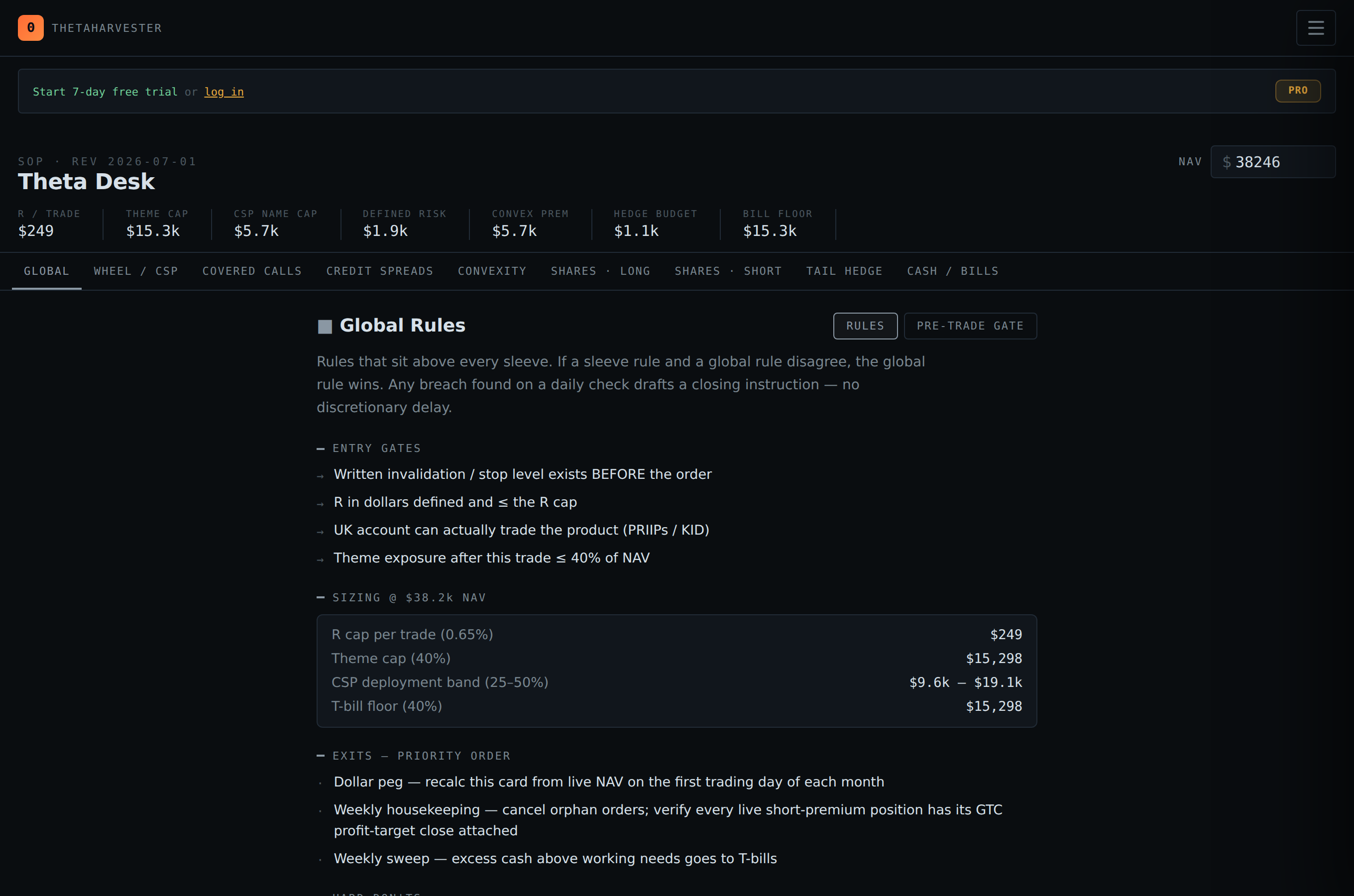 Theta Desk — the options trading rulebook engine in ThetaHarvester